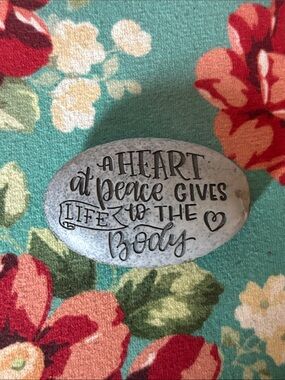 Engraved River Rock - "A Heart At Peace" Proverbs 14:30